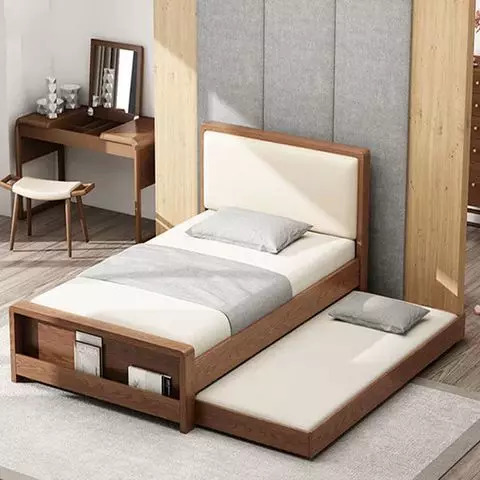 Mẫu giường ngủ gỗ tự nhiên thiết kế thông minh